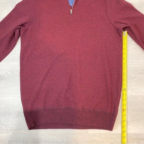 Robert Graham Men's XL Pullover 1/4 Zip Knit Burgundy Sweater - Picture 9 of 16